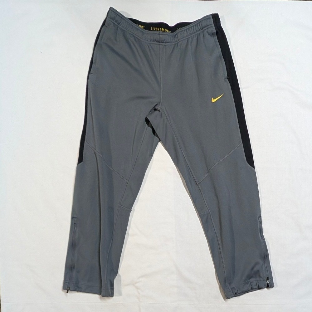 Nike Livestrong Dri-FIT Mens Gray Black Zipper Ankle Athletic Pants Size Large